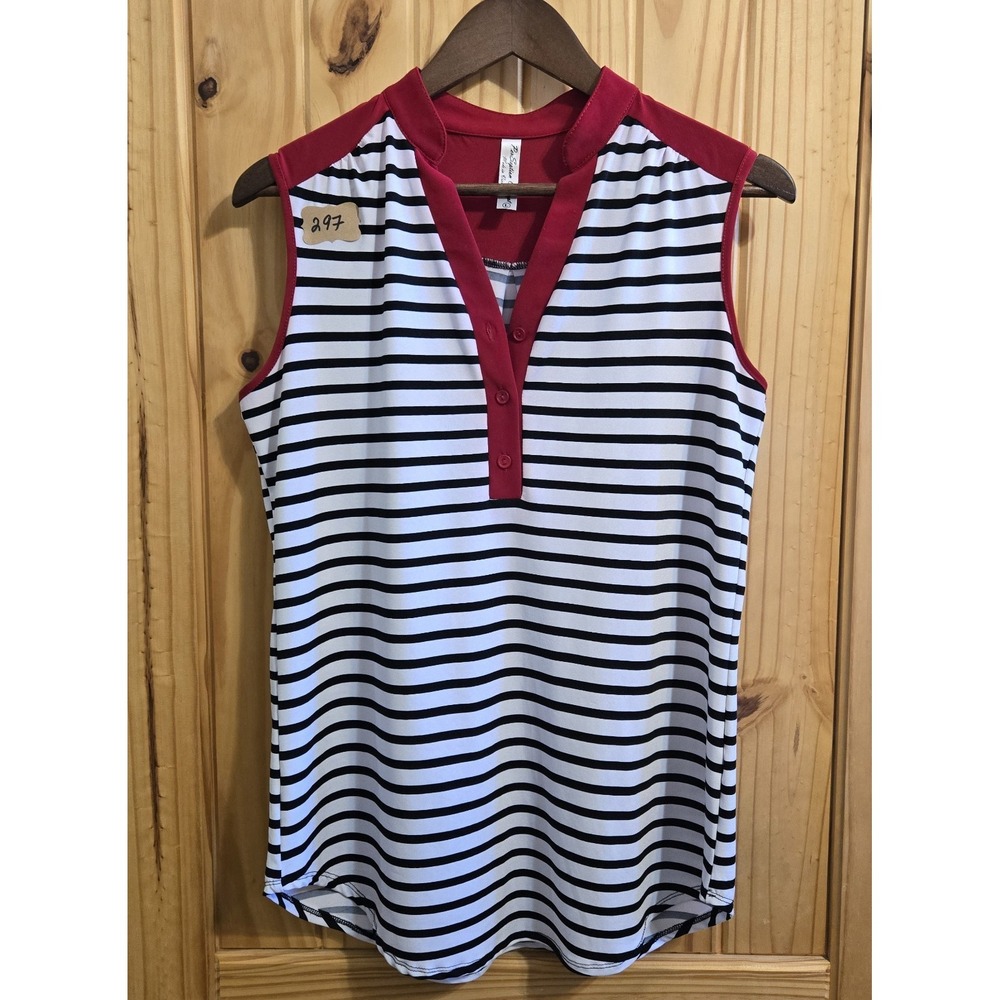 Per Secptions  Women's Pullover Sleeveless Blouse‎ LG Black White Red Business